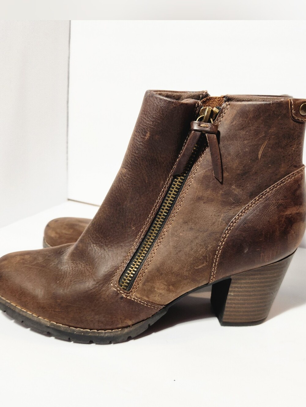 Clarks Leather Boots Brown Ankle‎ Heel